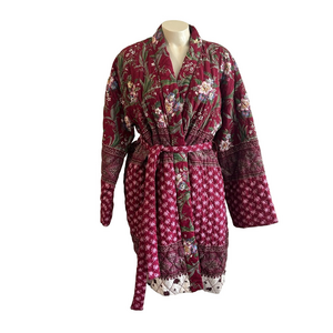 SUNDANCE burgundy Green Floral jacket / coat M/L NWT